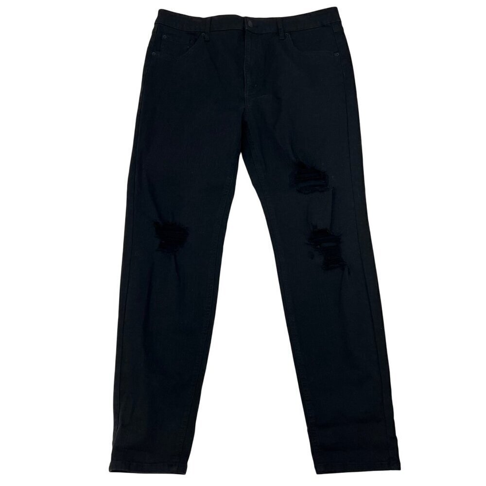 Wild Fable Women’s High Rise Skinny Jeans Black Distressed Size 16